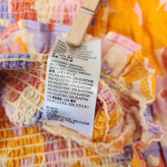 Free People Ariana Top Small Floral Smocked Square Neck Cottagecore Blouse - Picture 9 of 12